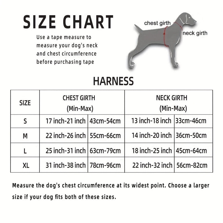 Harnais chien en tissu Oxford, ajustable. Confortable et durable pour entraînement et balades.