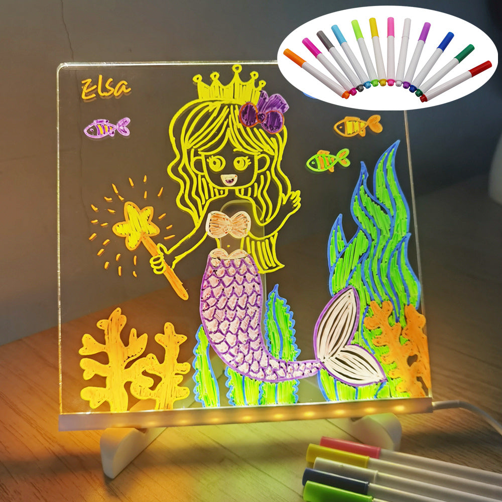 Tableau acrylique lumineux avec effets LED magiques pour écrire et dessiner. Parfait pour décoration.