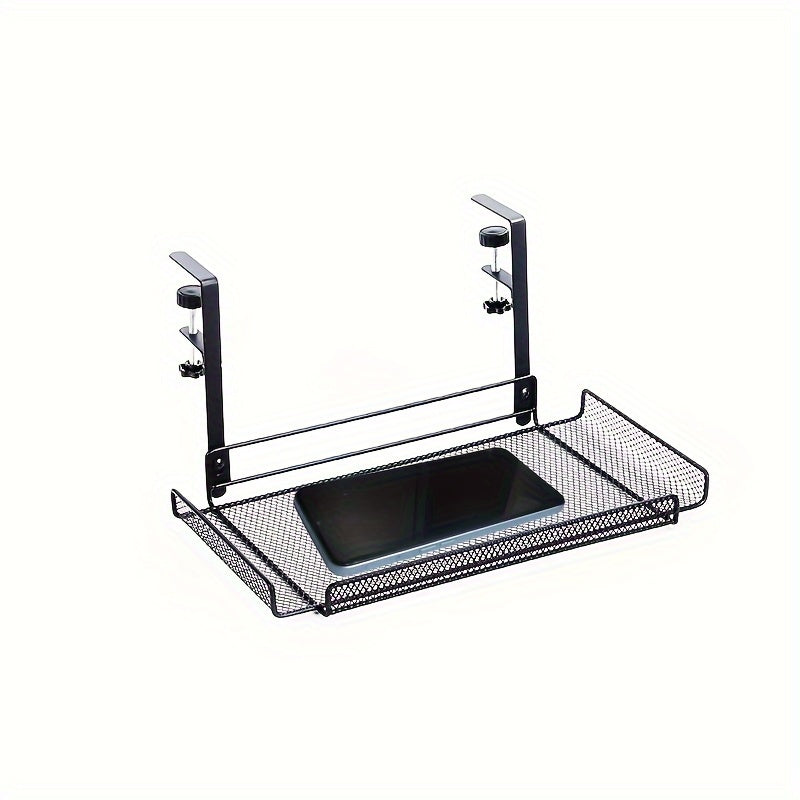 Détail de l'étagère de bureau réglable en hauteur, sans perçage, idéale pour un home office organisé.