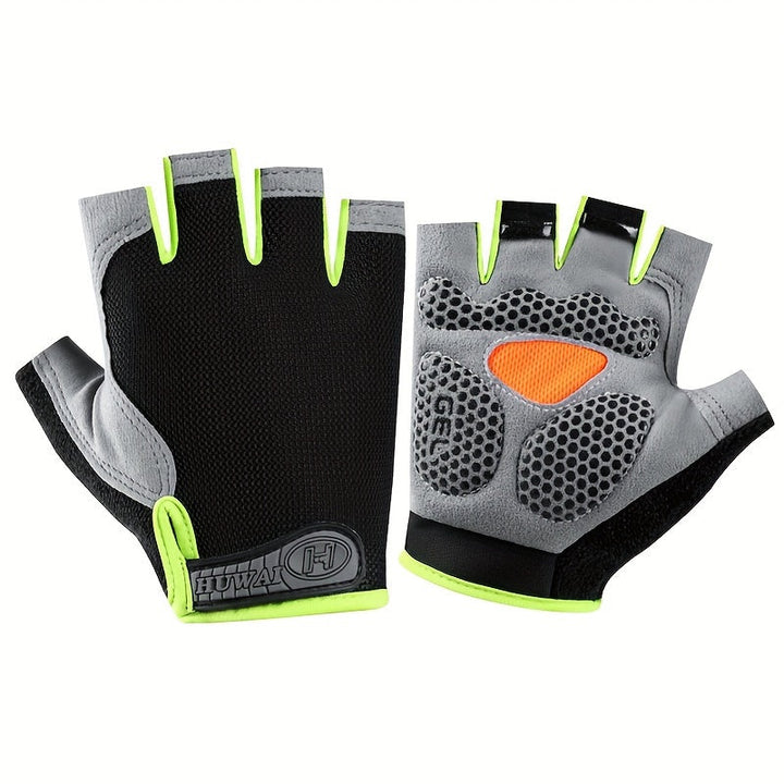 Gants vélo demi-doigts, légers et respirants, adaptés cyclisme et sports extérieurs unisexe.
