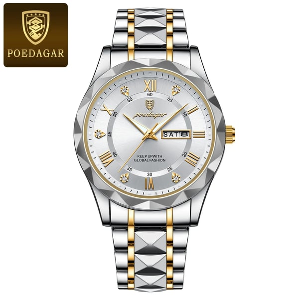 Montre classique pour hommes, élégante, étanche, mouvement quartz, bracelet acier.