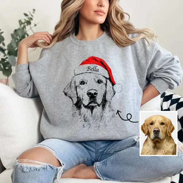 Pull de Noël personnalisé unisexe avec photo d'animal. Montrez votre amour pour votre chien ou chat pendant les fêtes.