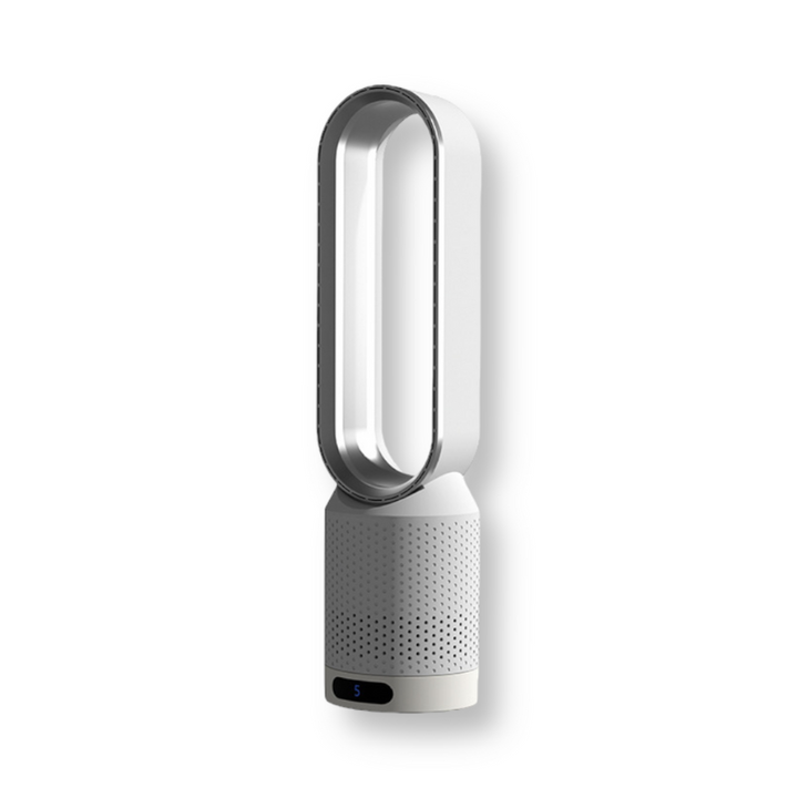 Ventilateur colonne moderne avec ionisateur, purifie l'air. Idéal maison/bureau, air frais et purifié en été.