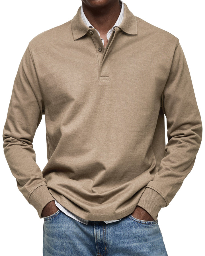 Chemise polo homme classique à manches longues, design intemporel, pour un style élégant et décontracté.
