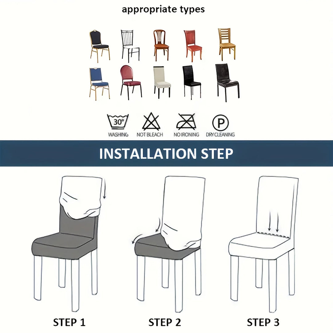 Housse extensible pour chaise, motif feuille élégant, rafraîchit votre intérieur.