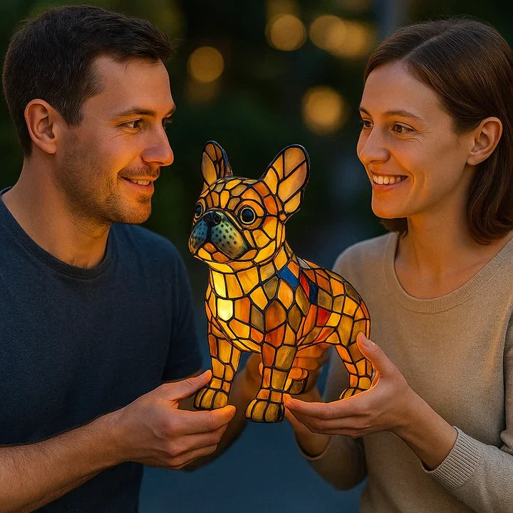 Figurine lampe chien originale, cadeau parfait pour amoureux des chiens, déco maison unique et artisanale.