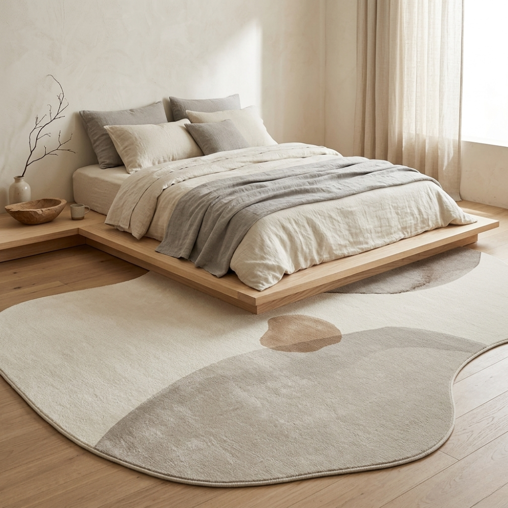 Tapis de sol Novara, doux au toucher, motif japonais, antidérapant, idéal salon.