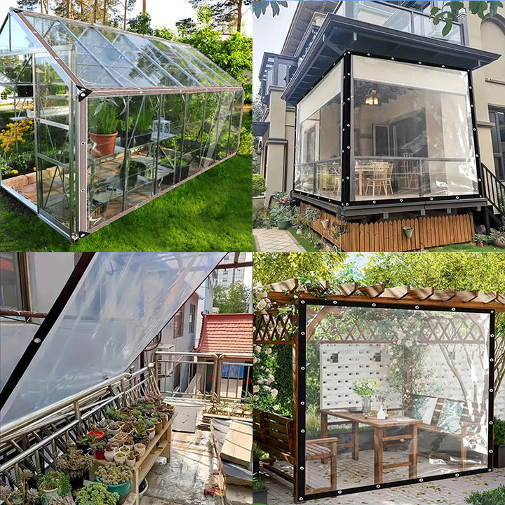 Installation d'une bâche transparente pour jardin, assurant une protection efficace et durable contre les éléments extérieurs.