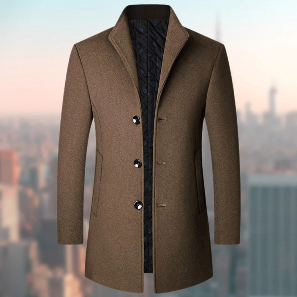 Veste longue homme Alex, classique et polyvalente, parfaite pour l'hiver et l'automne, style décontracté ou formel.