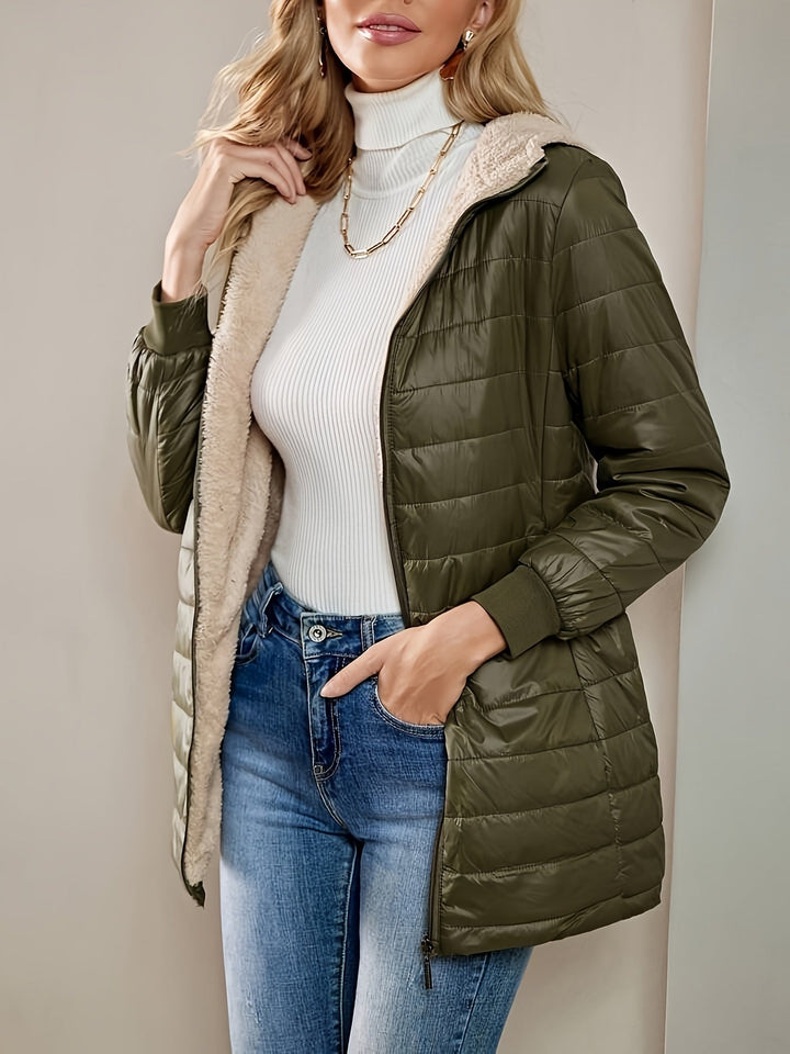 Manteau matelassé femme imperméable, long, chaud et élégant, parfait pour braver le froid de l'hiver.
