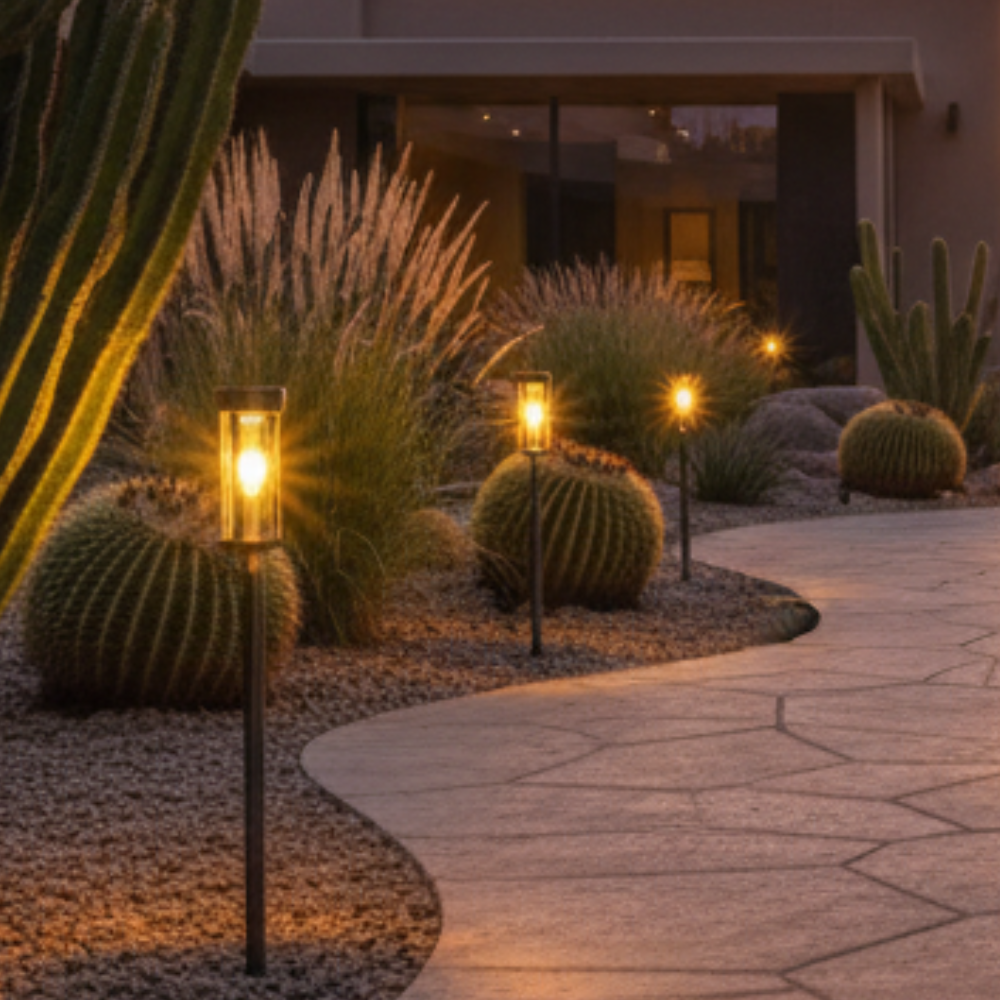 Lumière de piquet LED solaire, illumine élégamment le chemin et l'ambiance du jardin la nuit.