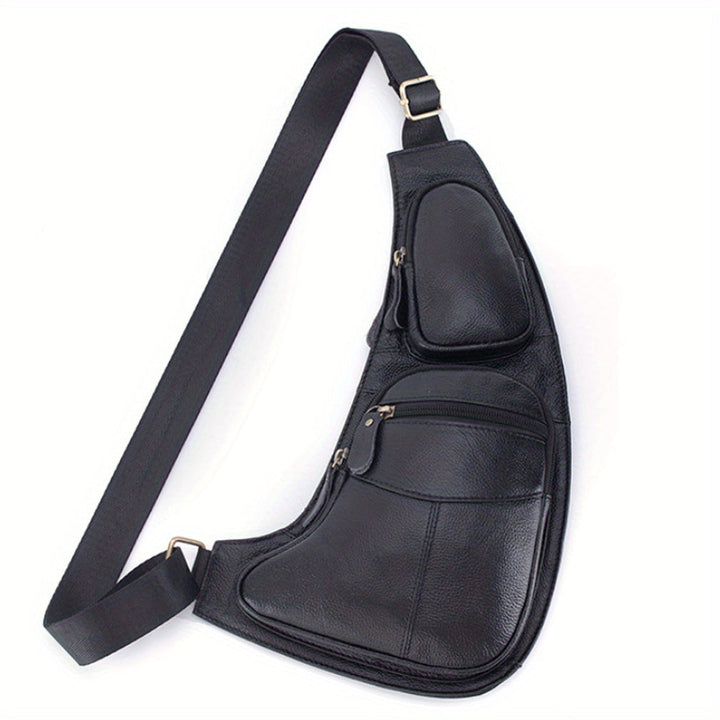 Sac bandoulière femme en cuir noir vintage, élégant et compact, idéal pour vos essentiels.
