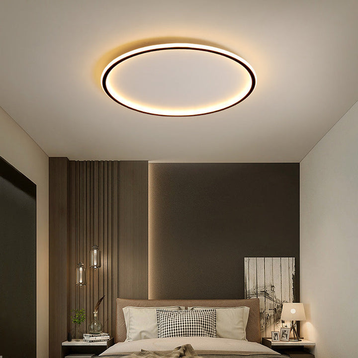 Luminaire LED de plafond au design scandinave moderne, forme ronde, parfait pour intérieur minimaliste.