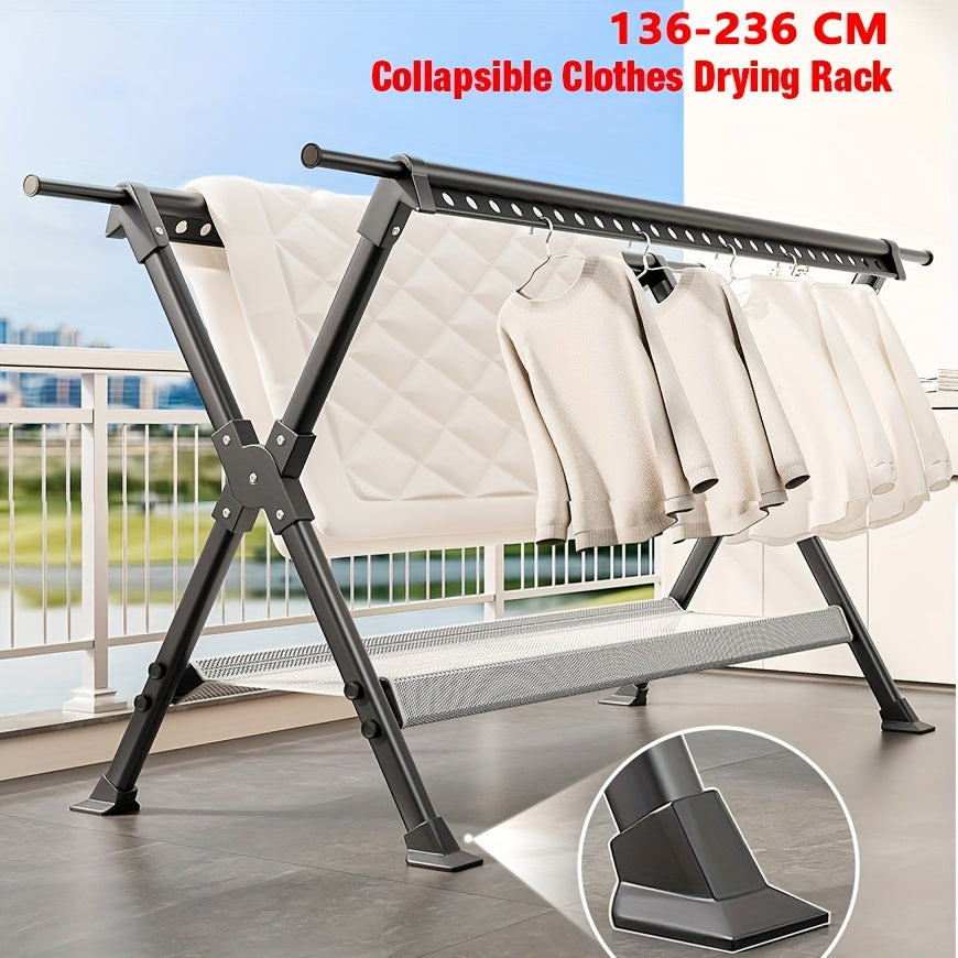 Étendoir à linge FlexiDry compact et pliable, parfait pour petits espaces. Rangement facile, séchage optimisé.