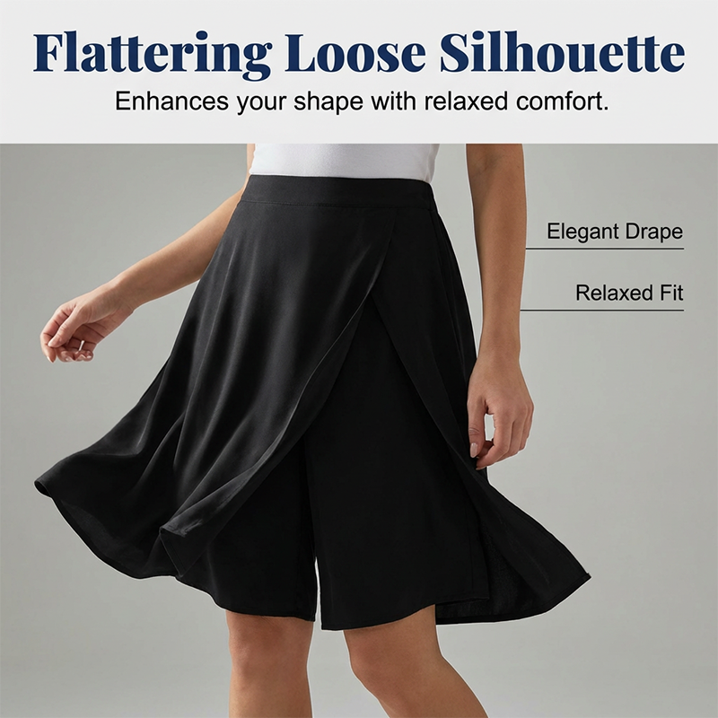 Jupe short femme léger et asymétrique, parfait pour un confort estival au quotidien.