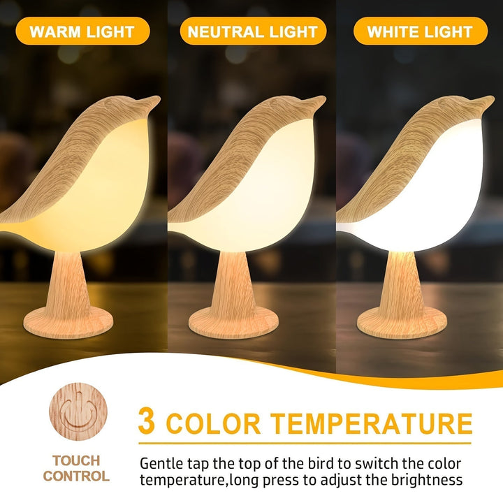 Lampe oiseau LED bien-être, diffuseur d'arôme et lampe de nuit tactile pour une atmosphère zen.