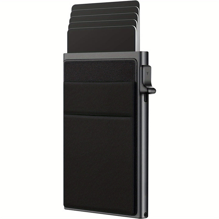 Porte-cartes RFID minimaliste pour hommes, blocage sécurité. Accès rapide aux cartes, design élégant.