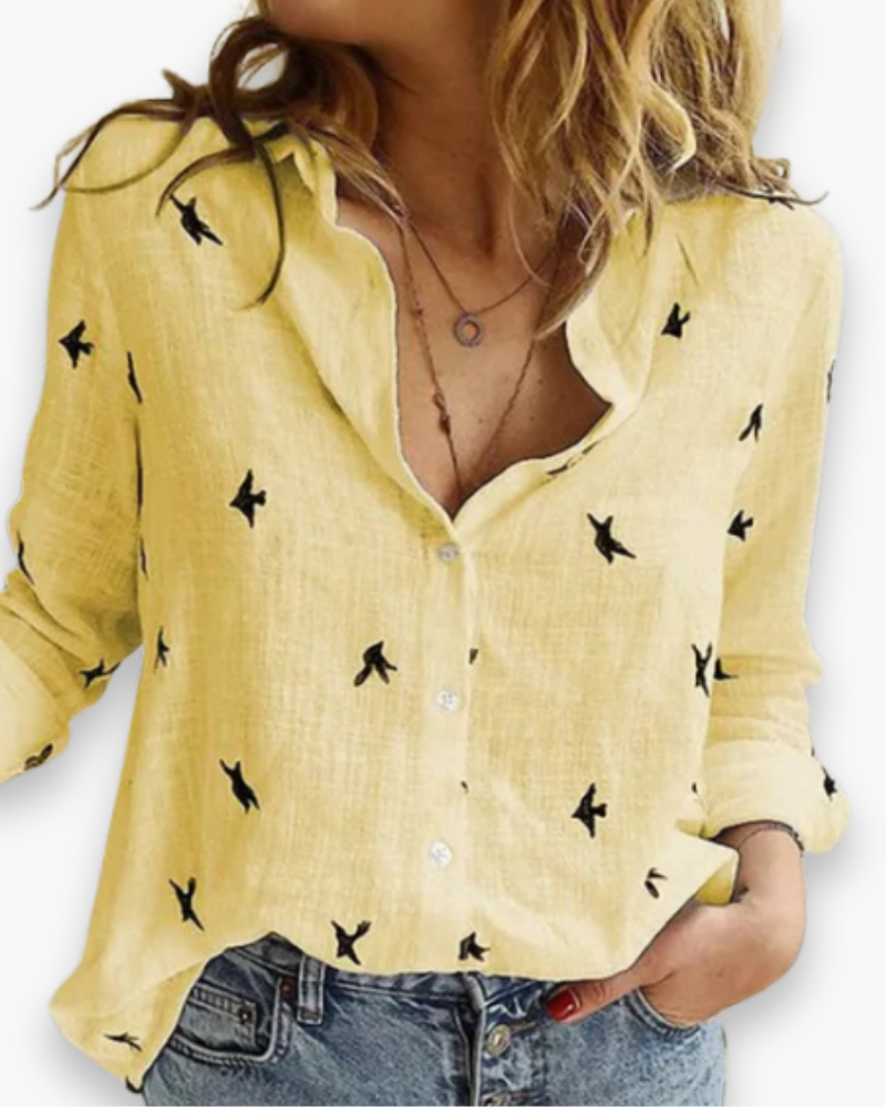 Blouse femme à manches longues, style chic et polyvalent. Parfaite pour la mode printemps-automne et le bureau.
