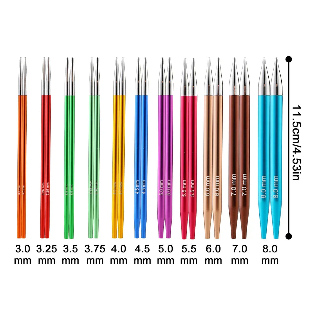 Ensemble complet d'aiguilles circulaires pour tricot, avec différents fils.