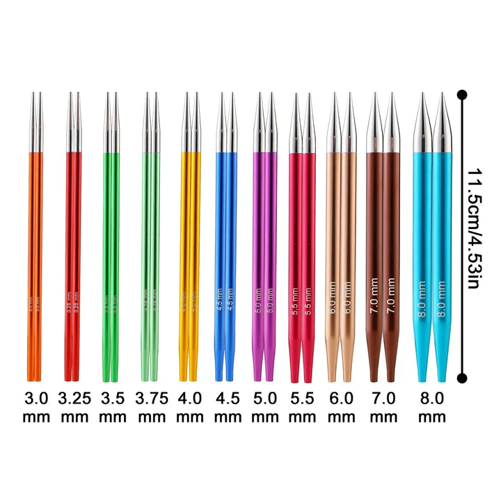 Ensemble complet d'aiguilles circulaires pour tricot, avec différents fils.