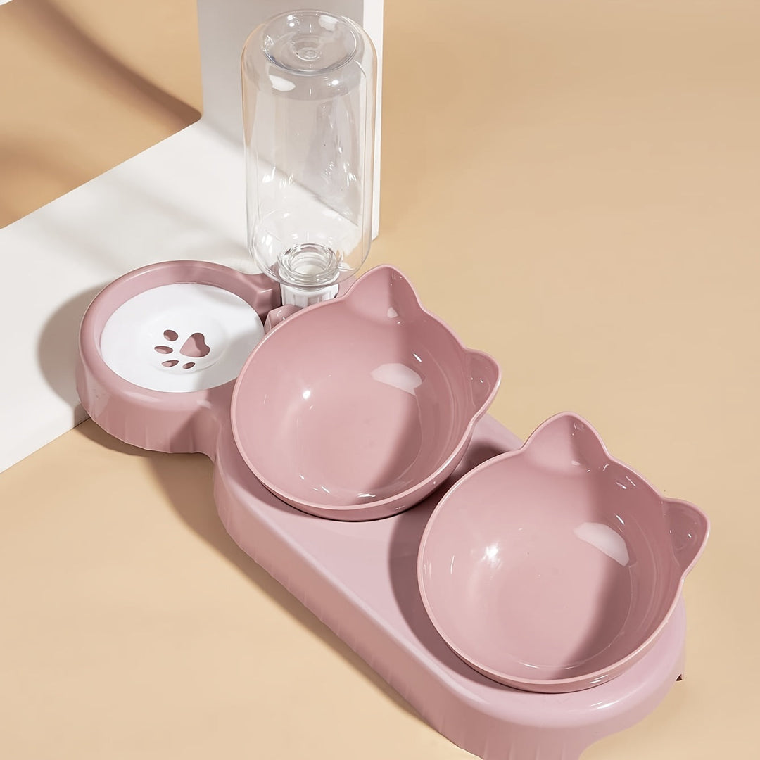 Alimentation chat: bols ergonomiques avec support incliné et distributeur d'eau claire et accessible.