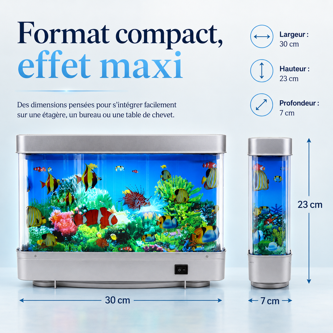 Lampe AquaDream aquarium rétro LED, idéale pour chambre et salon, crée ambiance apaisante et décoration unique.