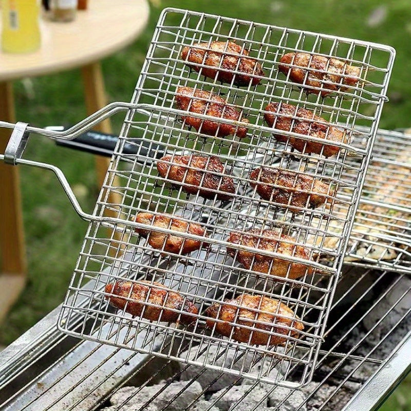 Panier de BBQ grande capacité pour grillade uniforme de légumes et viandes en plein air. Ustensile de cuisine extérieur.