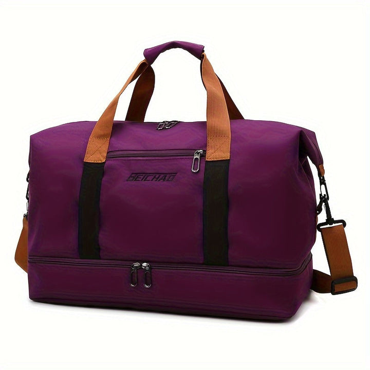 Sac de voyage léger et pratique, idéal comme sac cabine ou sac de sport, options de transport.
