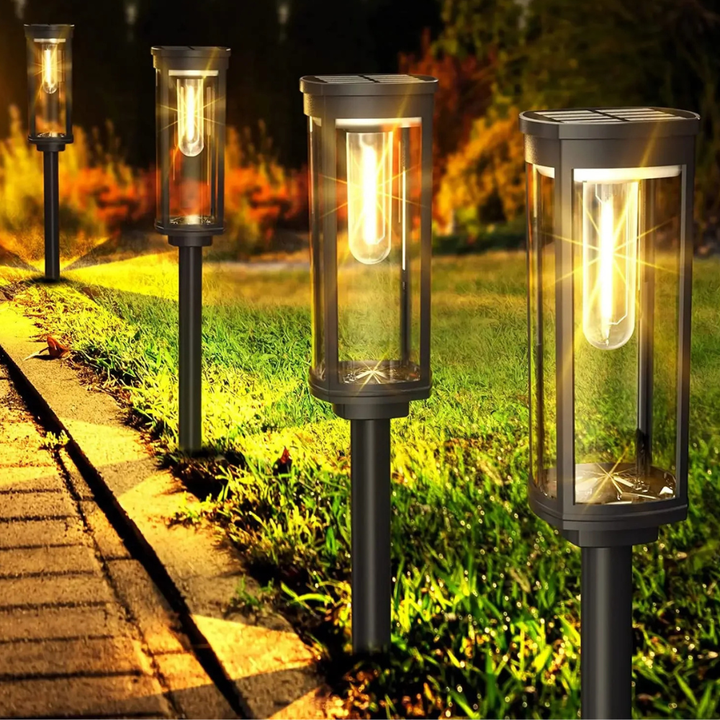 Éclairage puissant de chemin avec lampe solaire à piquet LED, pour un jardin extérieur lumineux.