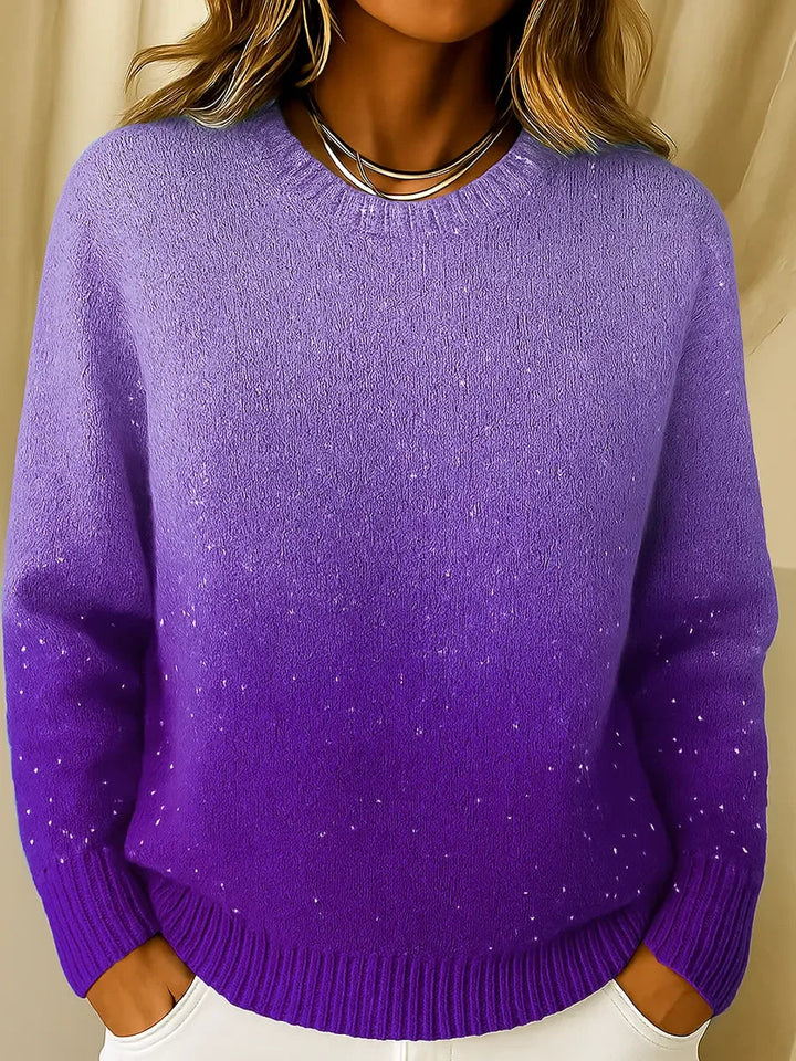 Vêtement femme: pull ombré en maille douce, tricot dégradé pour un look moderne casual chic, très confortable.