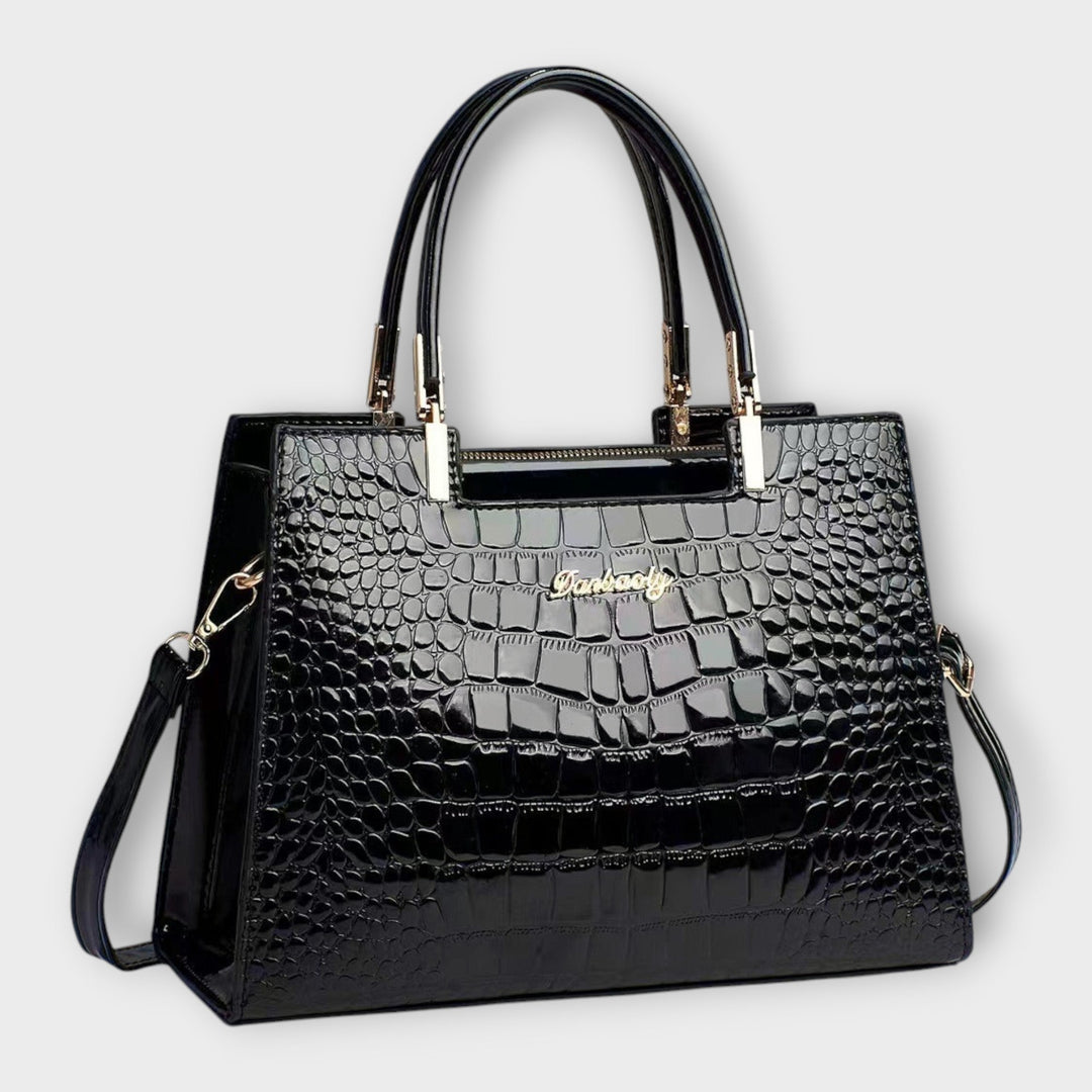 Sac à main femme élégant motif crocodile brillant, parfait pour soirée ou usage quotidien chic et mode.