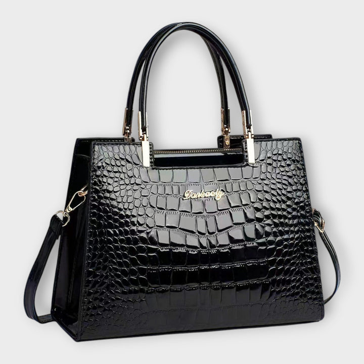 Sac à main femme élégant motif crocodile brillant, parfait pour soirée ou usage quotidien chic et mode.