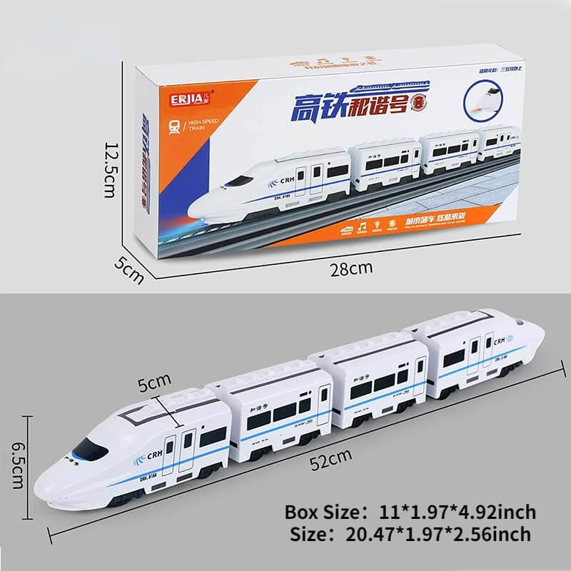 Cadeau enfant: jouet train électrique durable TrainExpress, locomotive rapide sur rails pour amusement.