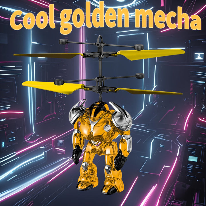 Jouet robot mecha qui se transforme en hélicoptère, action et jeu dynamique.