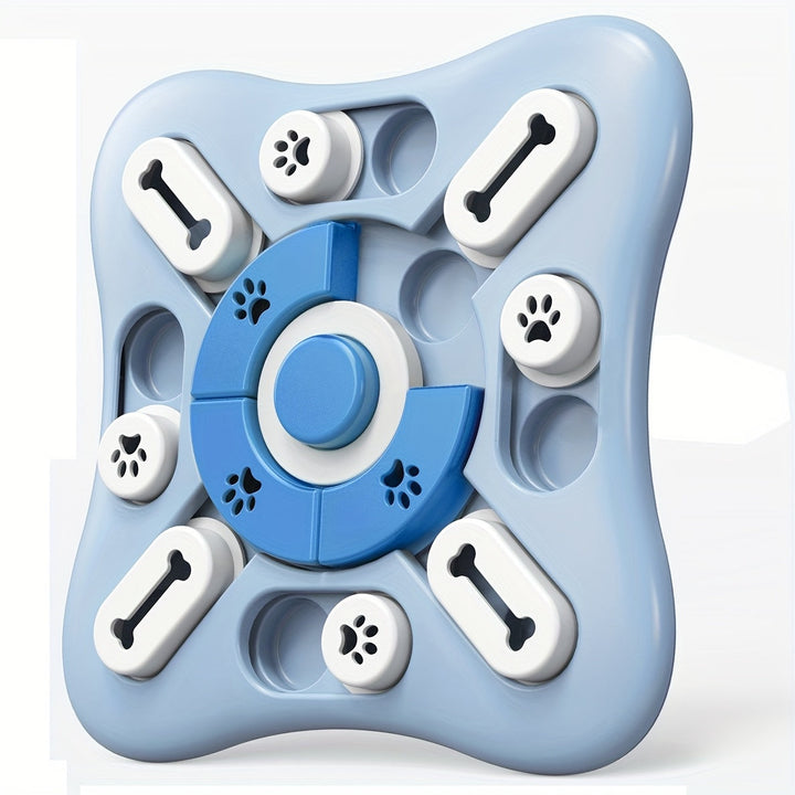 Enrichissement mental pour chien avec ce jouet puzzle distributeur de nourriture lente bleu.
