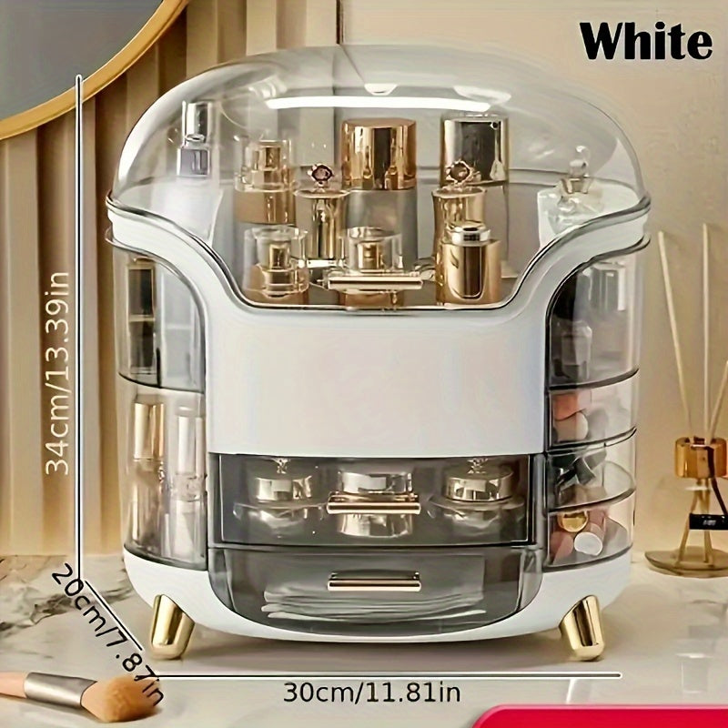 Organisateur moderne pour accessoires de maquillage et cosmétiques, en plastique résistant et chic.