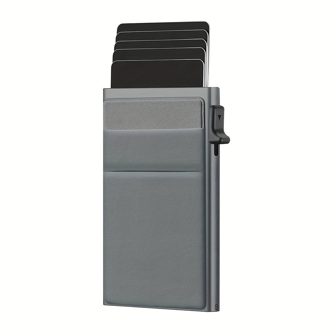 Porte-cartes RFID métal pour hommes, éjection rapide. Sécurité optimale pour vos cartes bancaires.