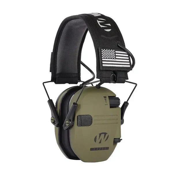 Casque antibruit de tir réglable, électronique, assurant ajustement parfait et protection auditive sur mesure.