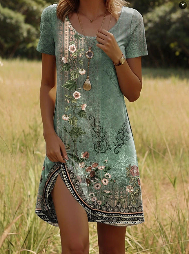 Robe longue estivale femme, style bohème floral. Légère, élégante et très confortable pour les chaudes journées d'été.