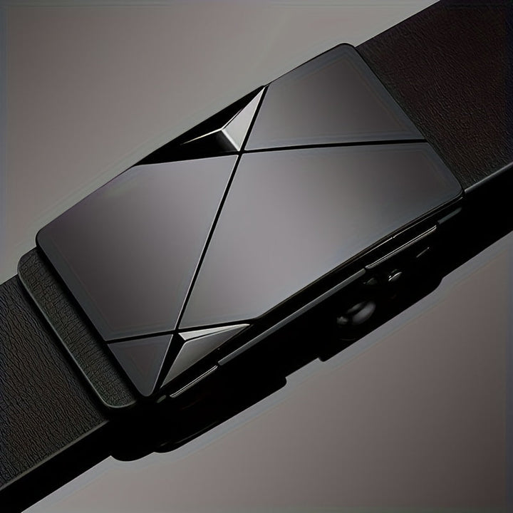 Ceinture homme en cuir noir, boucle automatique discrète. Design épuré, assure confort et élégance au quotidien.