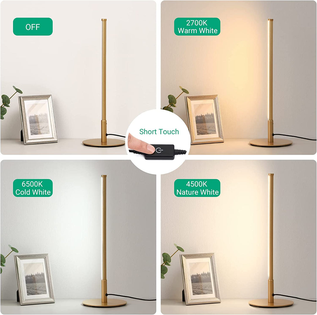 Lampe de table LED tactile, 3 modes de couleur et variateur, design contemporain, idéale pour bureau ou chambre.