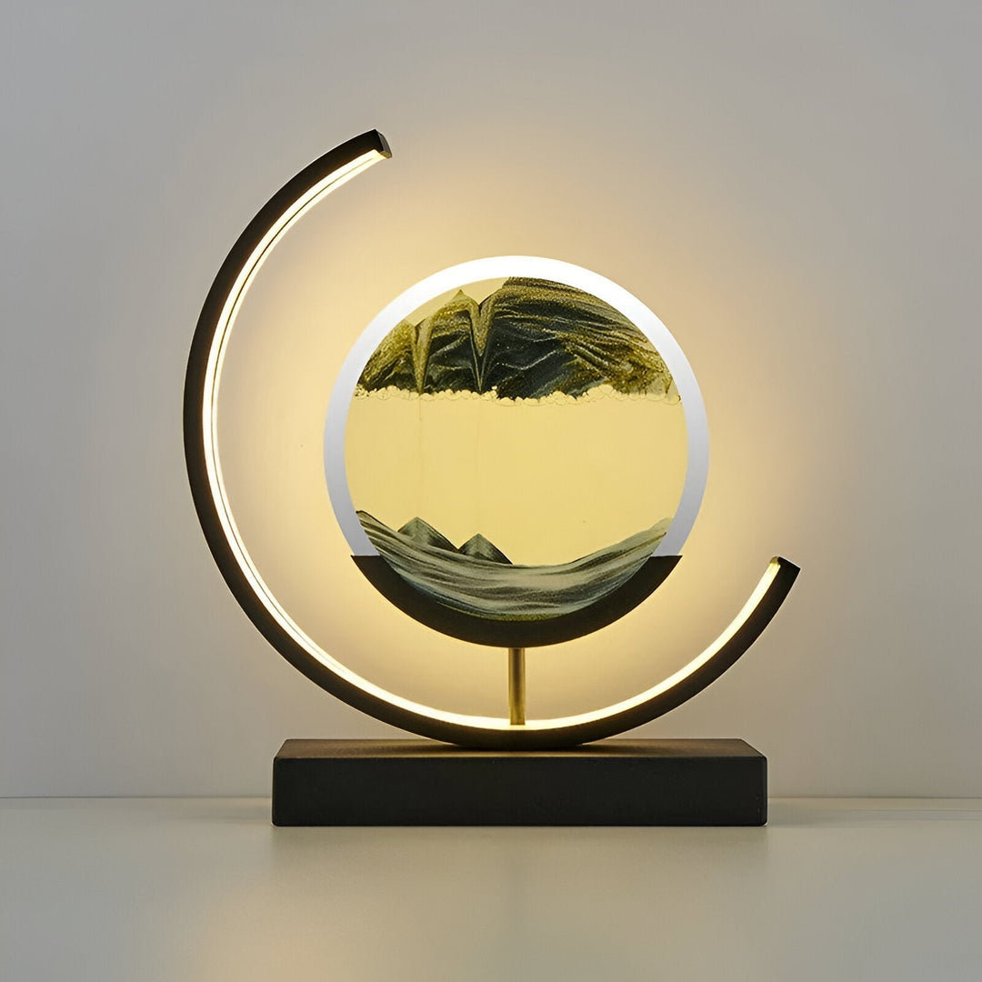 Lampe LumaSand LED connectée et dimmable, avec effets de sable. Parfaite pour une décoration moderne.