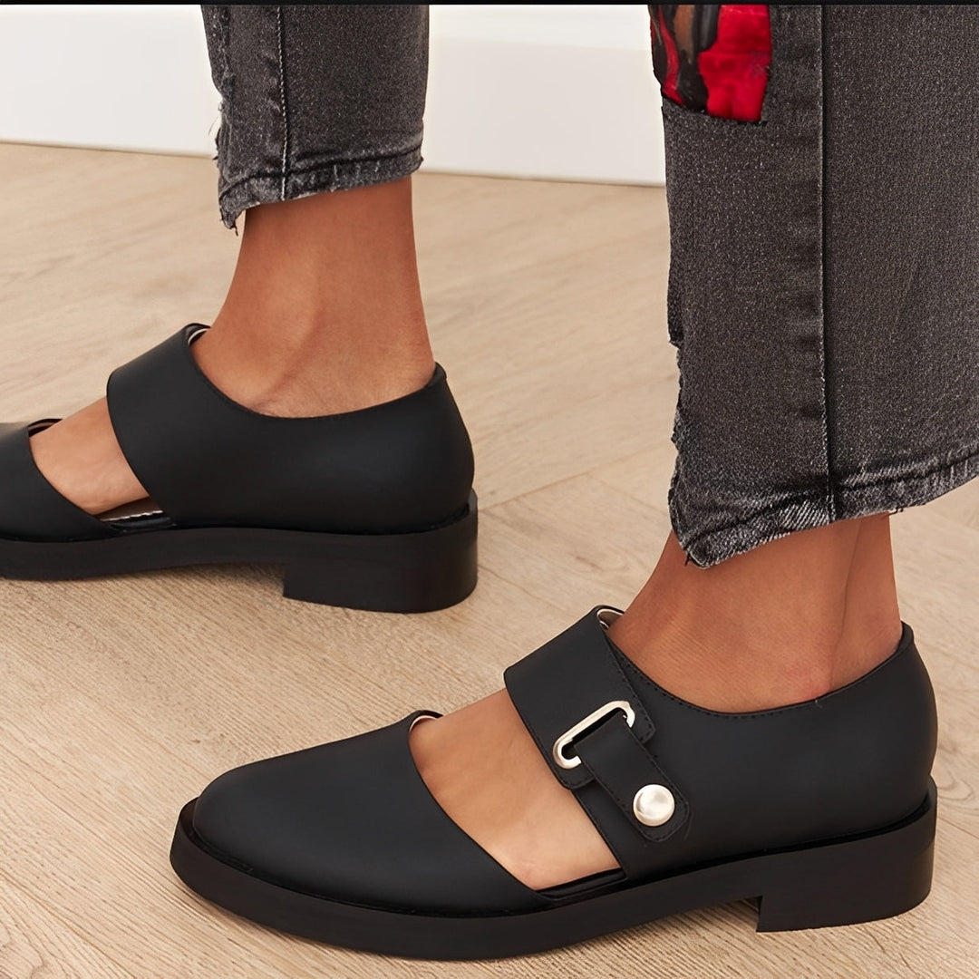 Chaussures Mary Jane femme confortables, style plat et élégant avec boucle, parfaites pour le printemps et l'automne.