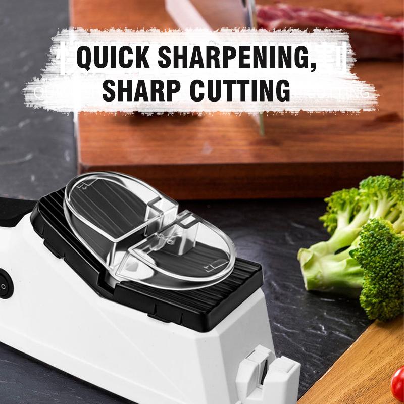 Couteaux de cuisine parfaitement tranchants grâce à cet aiguiseur électrique puissant et sûr.