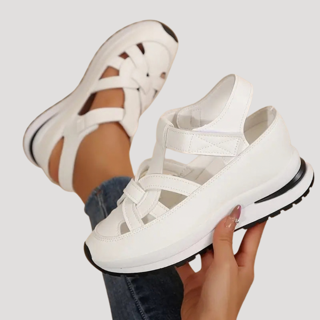 Chaussures d'été femme : sandales compensées légères avec semelle antidérapante pour un confort optimal.
