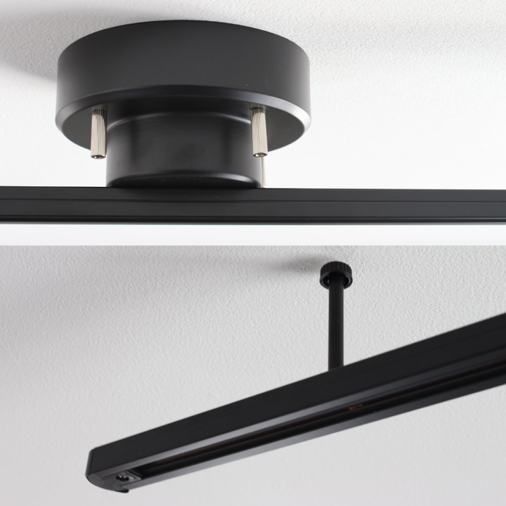 Rail suspendu flexible et rotatif pour éclairage spots, design moderne pour tout intérieur.