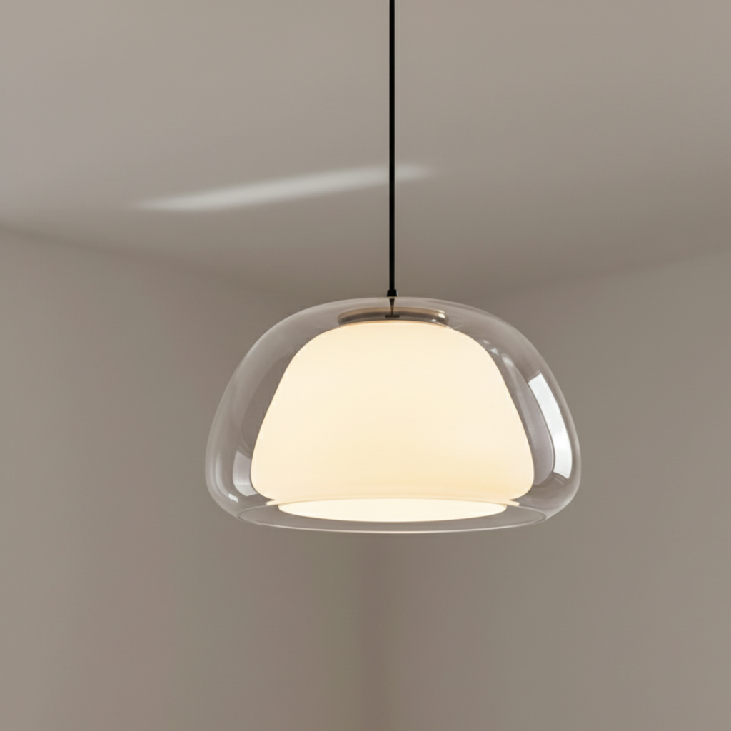 Éclairage de cuisine moderne, lustre dôme en verre ajustable E27, design intérieur.