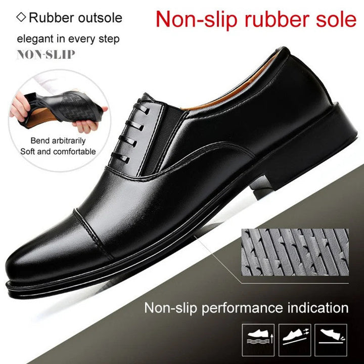 Détail de chaussures Oxford orthopédiques en cuir pour homme, confortables et élégantes pour les affaires.
