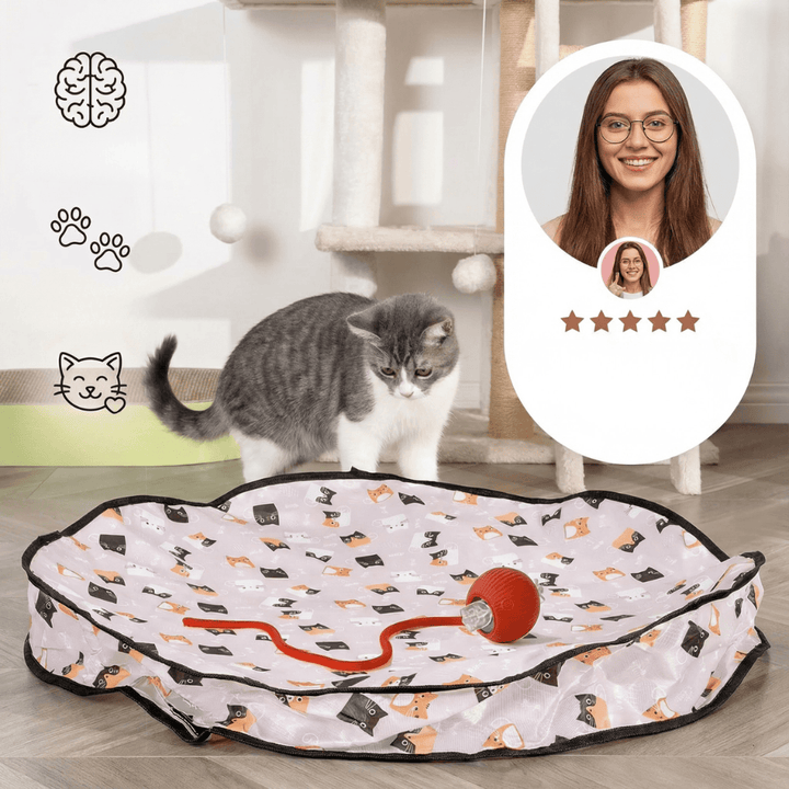 Tapis de jeu et exercice interactif pour chat, jouet animal domestique de 70 cm pour un divertissement sain.