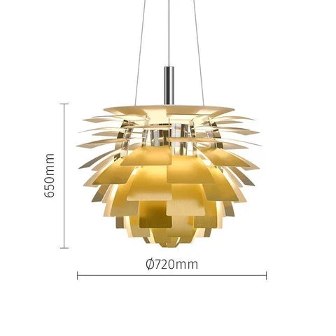 Luminaire Artichaut sculptural, lampe suspension moderne pour un intérieur design et un éclairage parfait.